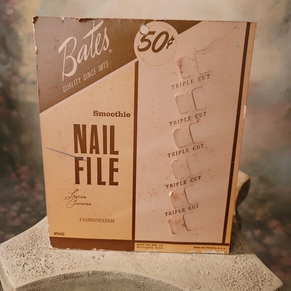 Nail File Country Store Display Cardboard w/4 Files Bates Smoothie Since 1873 - Picture 3 of 6